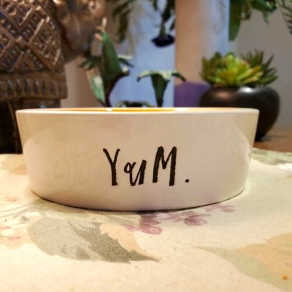 Rae Dunn YUM Dish White Orange Interior Artisan Collection By Magenta